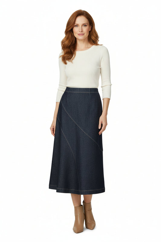 Diagonal Denim Skirt