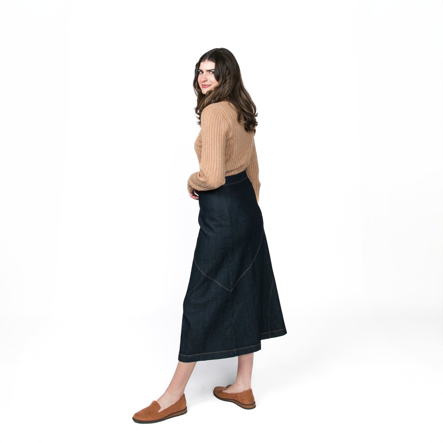 Diagonal Denim Skirt