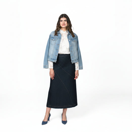 Diagonal Denim Skirt