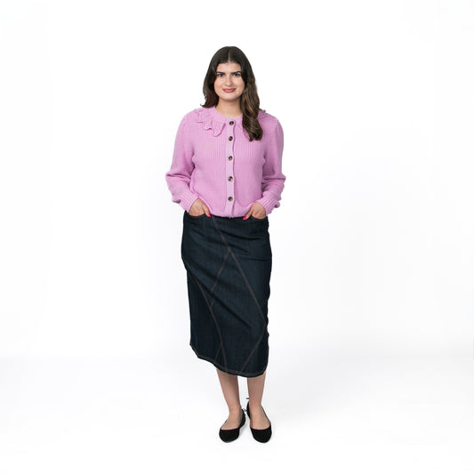 Diamond Seams Denim Skirt