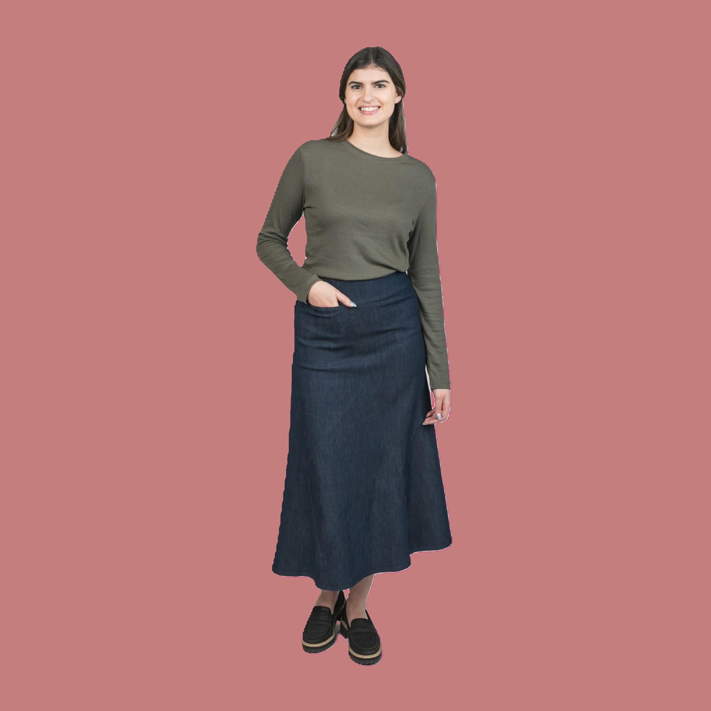 newCreation Apparel stylish long modest denim and maternity skirts