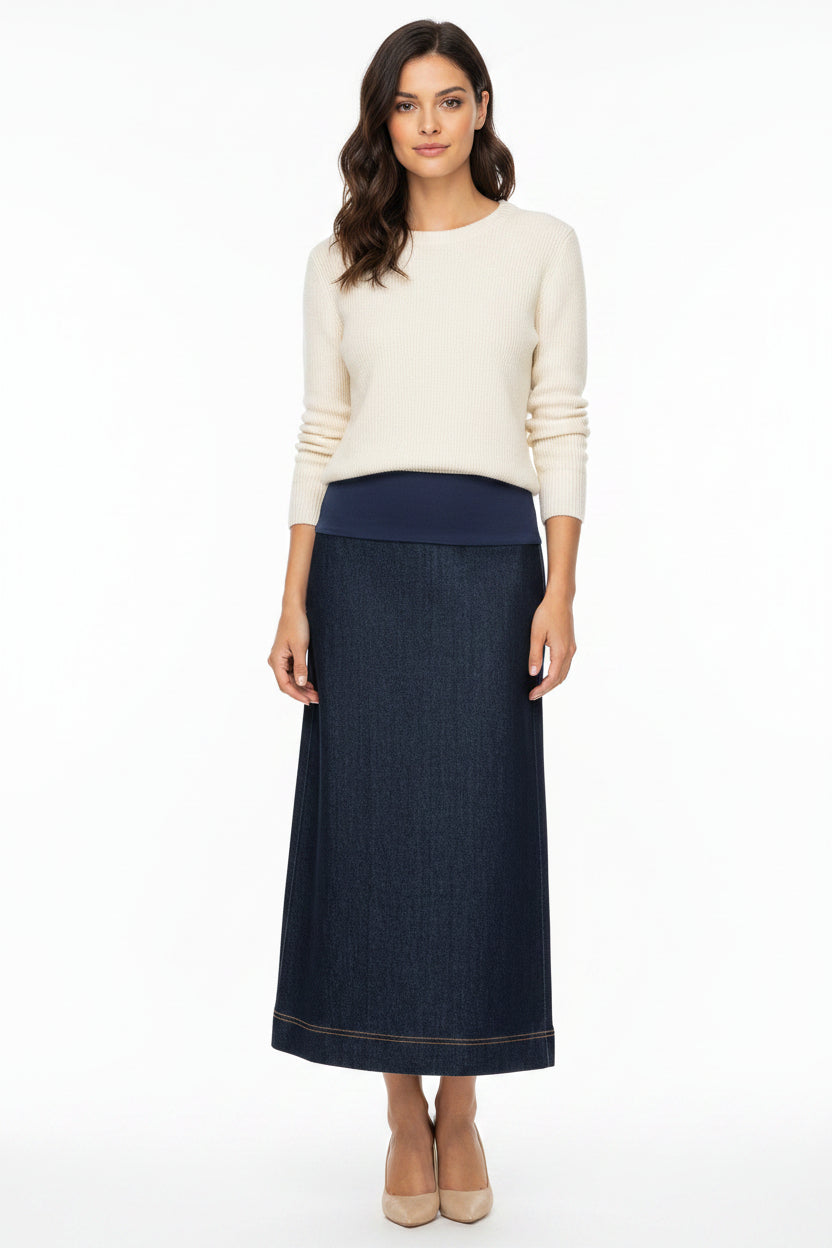 Maternity Skirt A-line Denim Blue