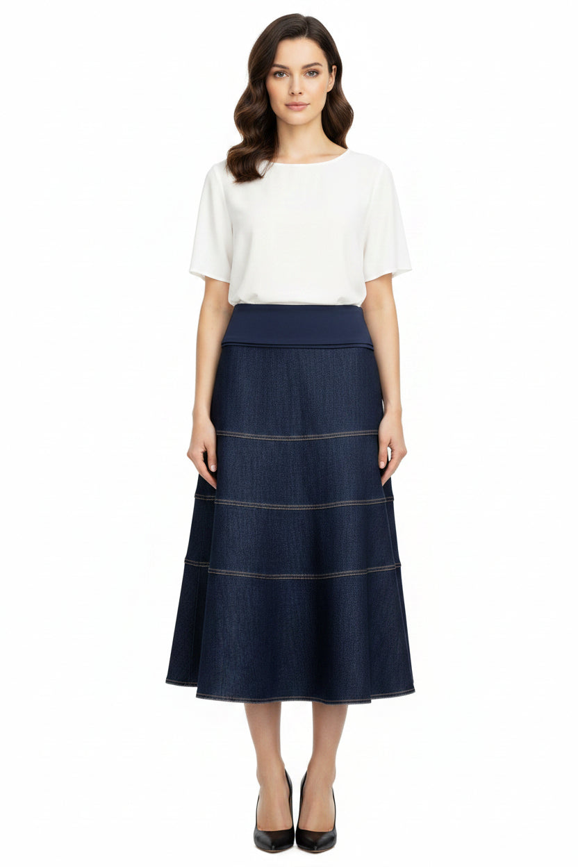 Maternity Skirt Tiered Denim