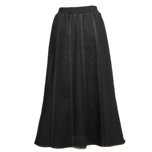 Pull-on Panel Denim Skirt (black)