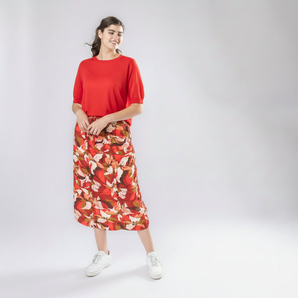 Ruched Skirt Bold Floral