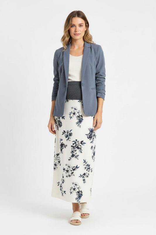 Long modest maternity dressy skirt in black, blue, grey gray
