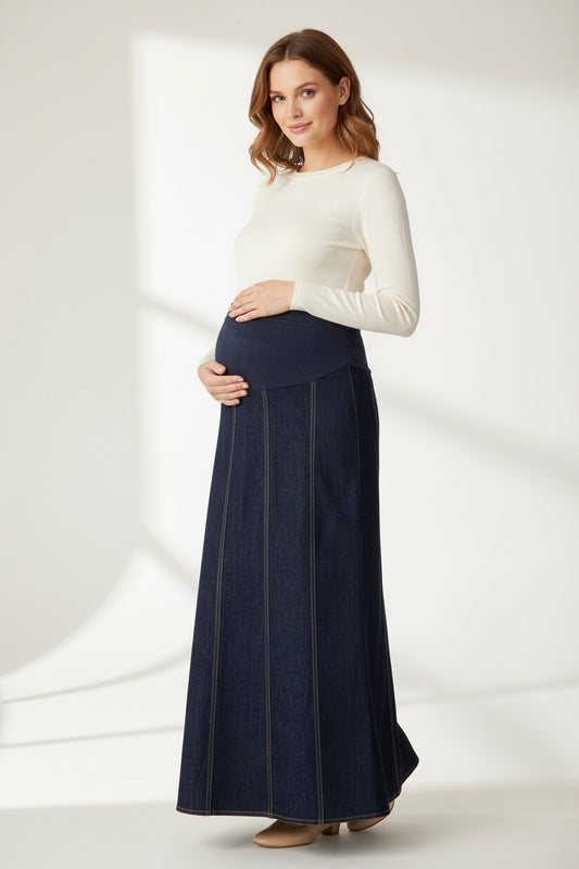 Maternity Skirt Panel Denim