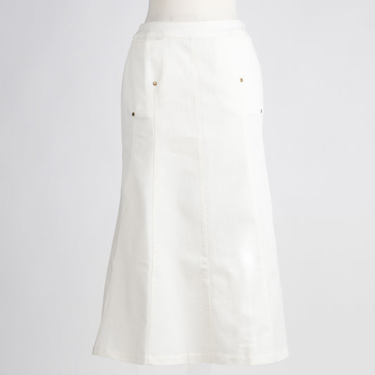 White denim in a modest style great year around