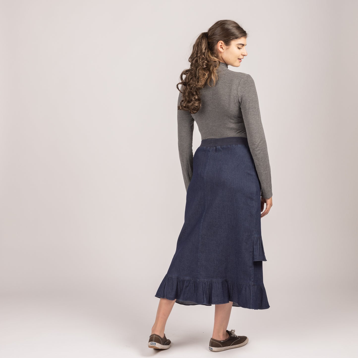 Unusual Ruffles Denim Skirt