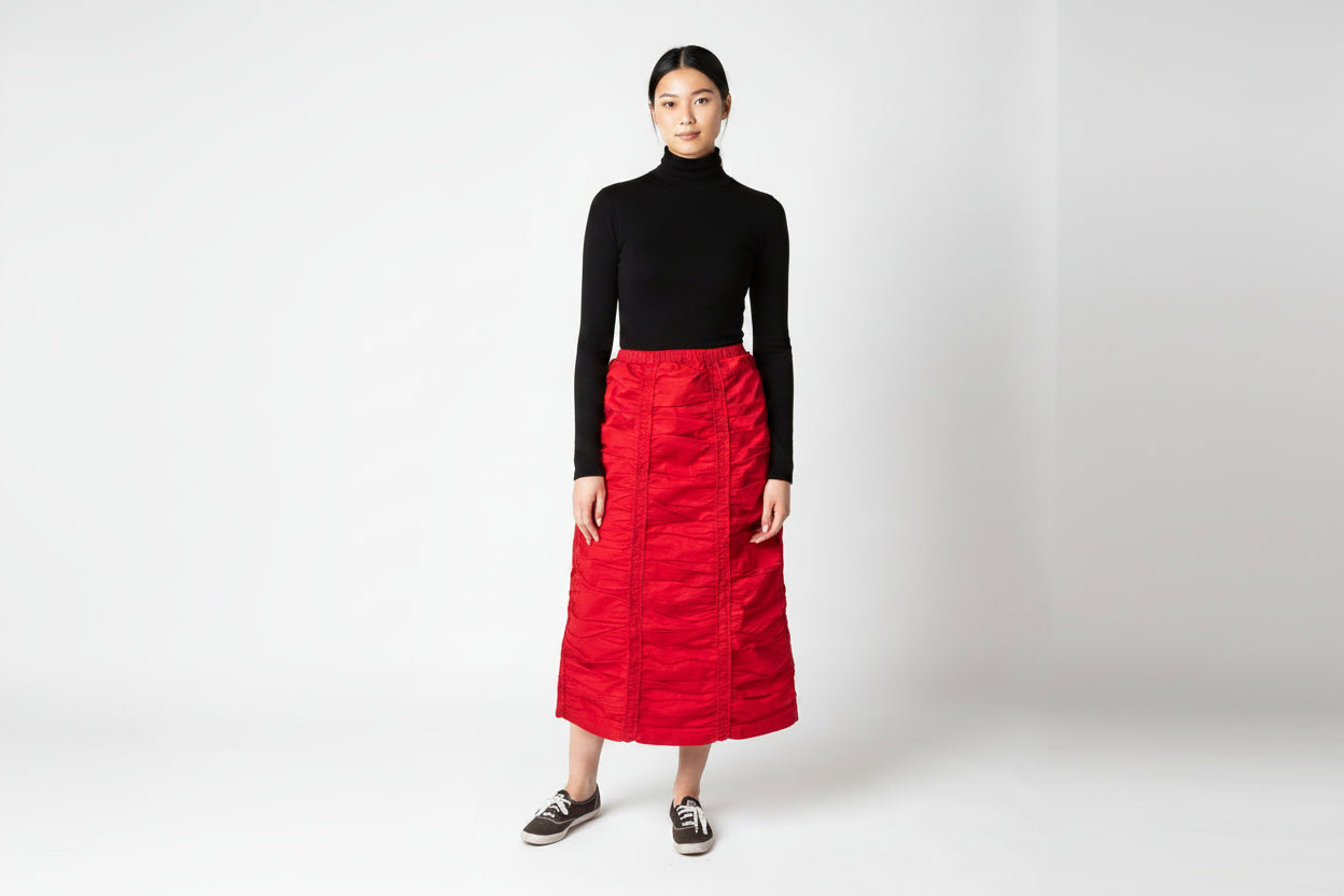 Shirred Skirt Red
