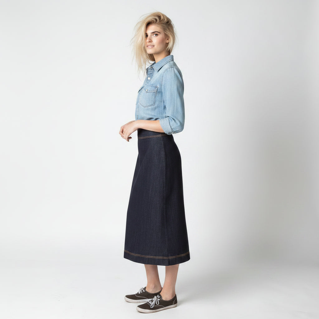 A-line Dark Denim Skirt