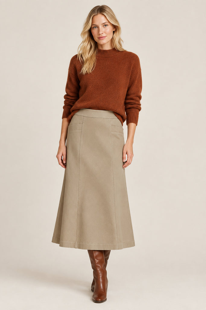 Andrea Khaki Skirt