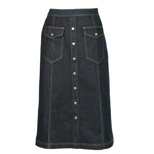 Buttons & Pocket Denim Skirt