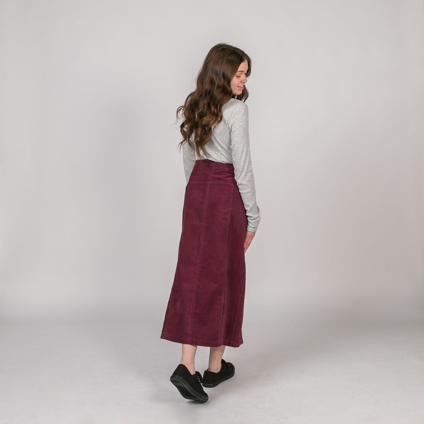 Double Pocket Purple Corduroy Skirt