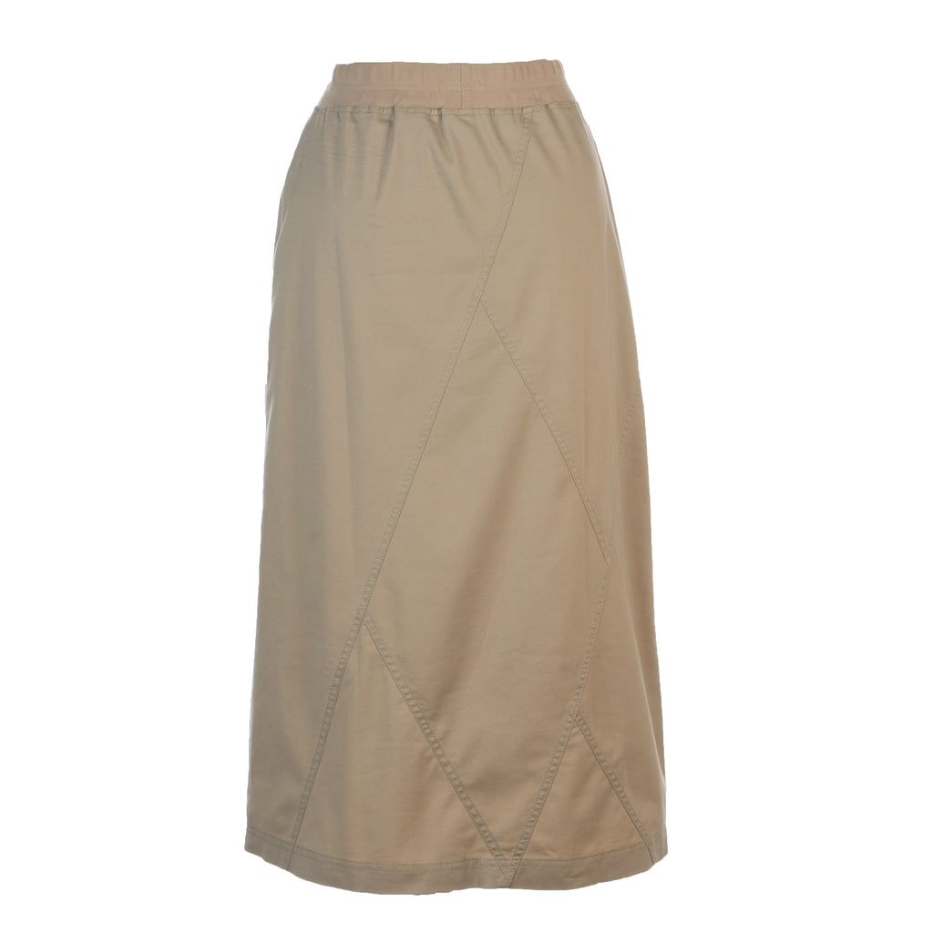 Diamond Seams Khaki Pull On Skirt