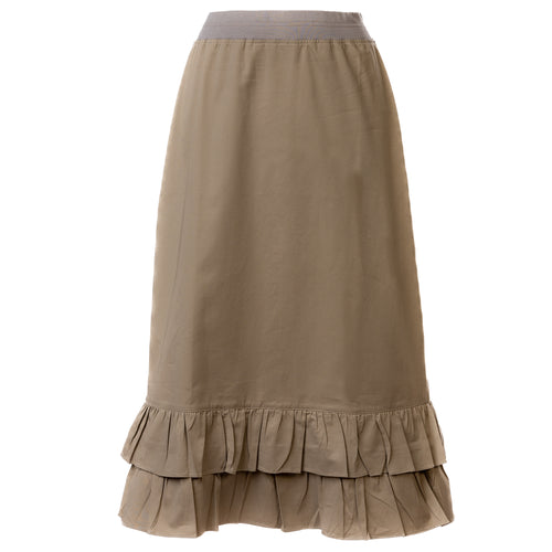 Double Ruffle British Khaki Skirt