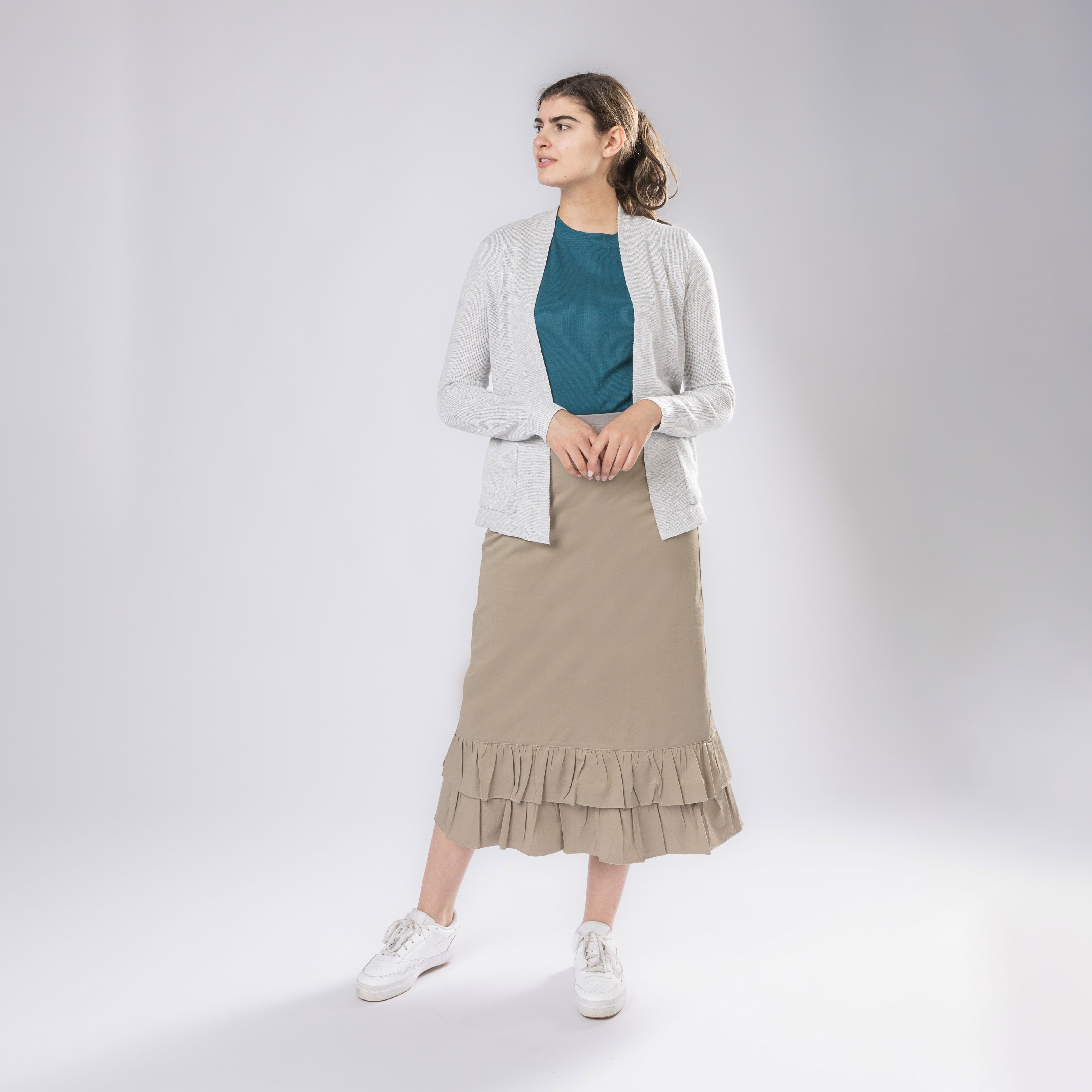 Double Ruffle British Khaki Skirt – newCreation Apparel