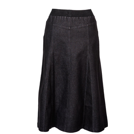 Godet Black Denim  Skirt