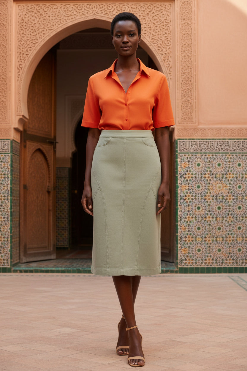 Ivy Seafoam Denim Skirt