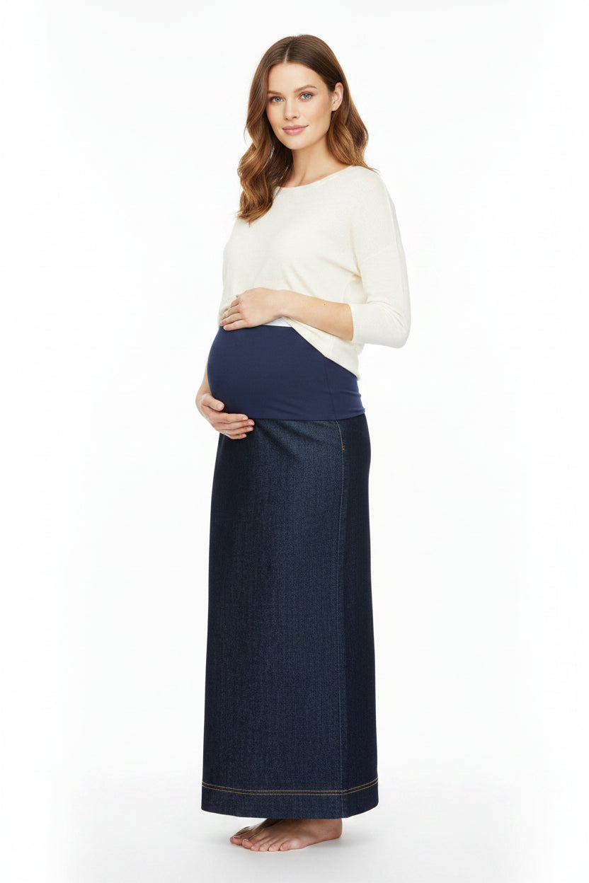 Maternity Skirt A-line Denim Blue