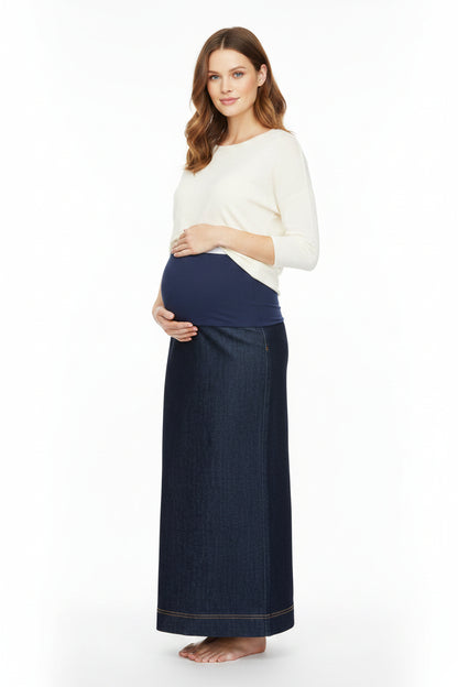 Maternity Skirt A-line Denim Blue