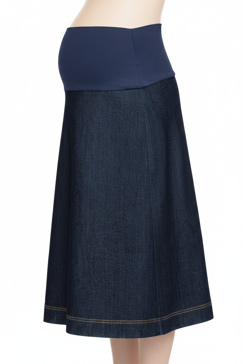 Maternity Skirt A-line Denim Blue
