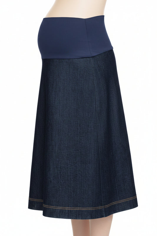 Maternity Skirt A-line Denim Blue
