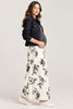 Maternity Skirt A-line Floral White & Black