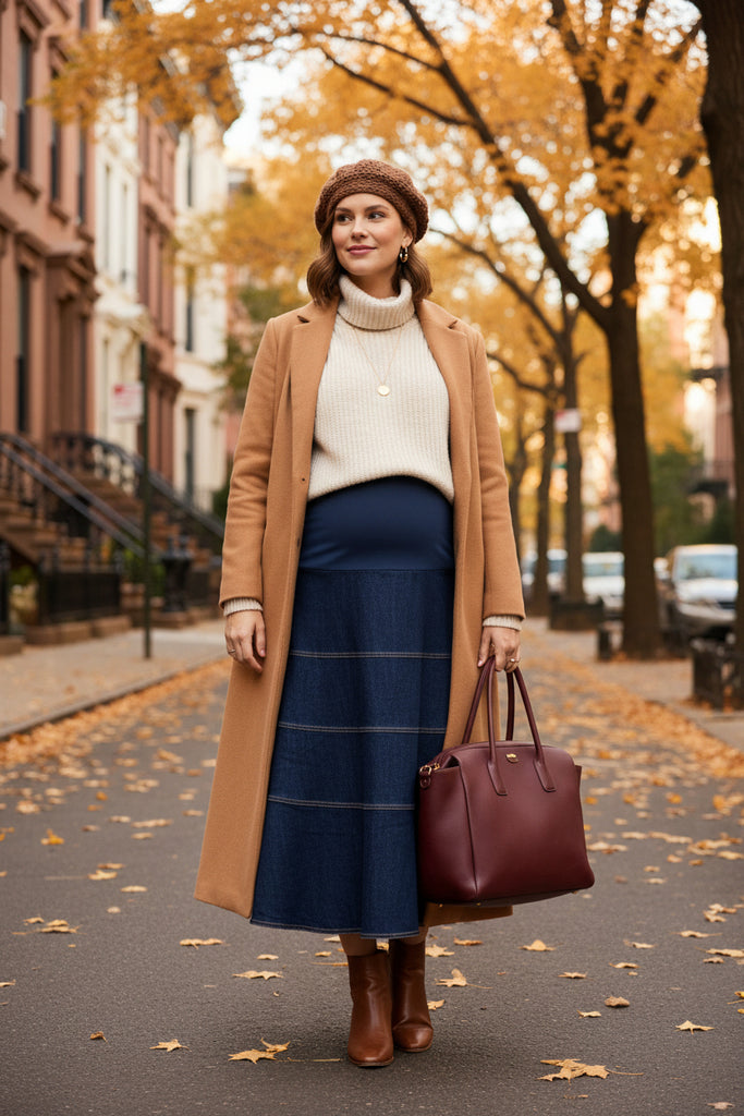 Maternity Skirt Tiered Denim