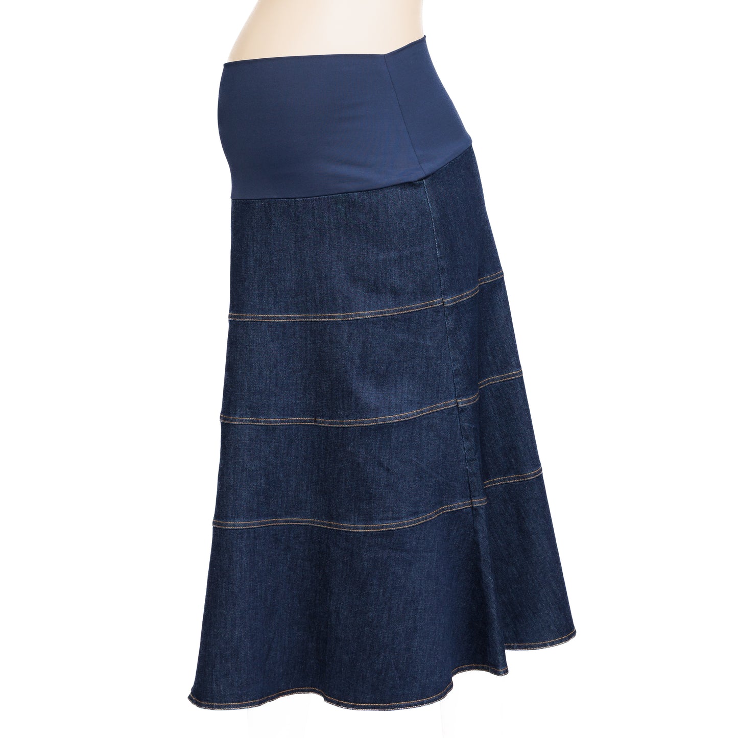Maternity Skirt Tiered Denim