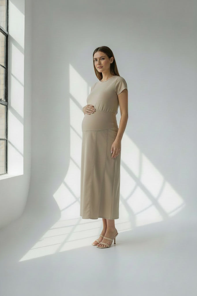 Maternity Skirt Panel Khaki 2