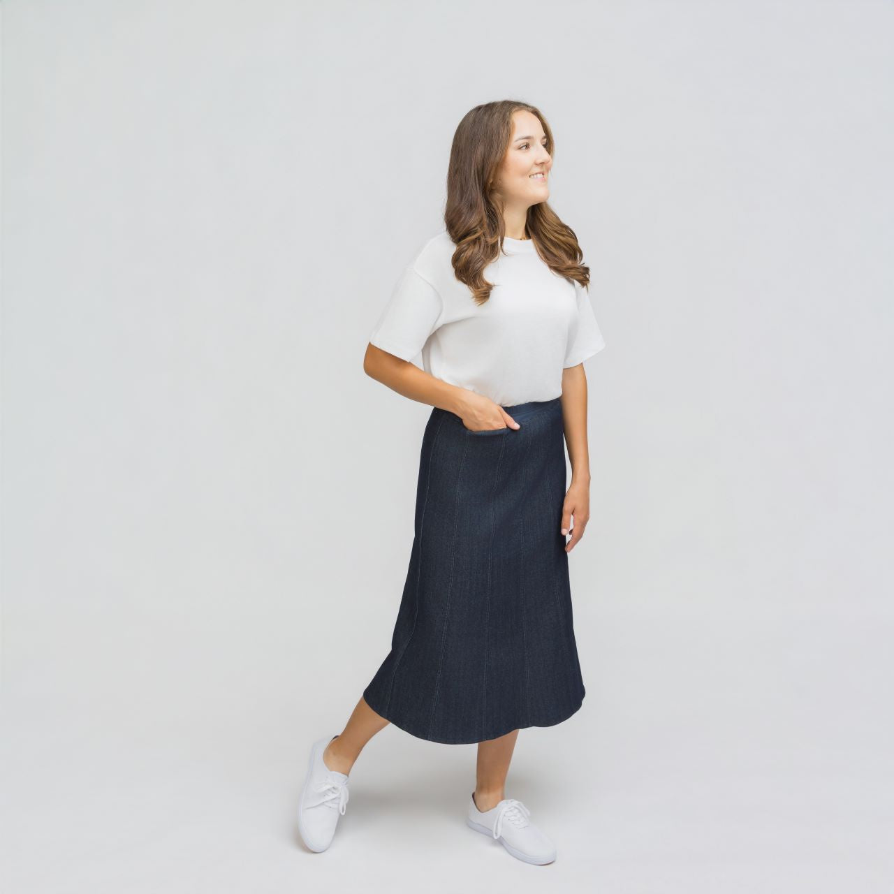 Panel Denim Blue Skirt