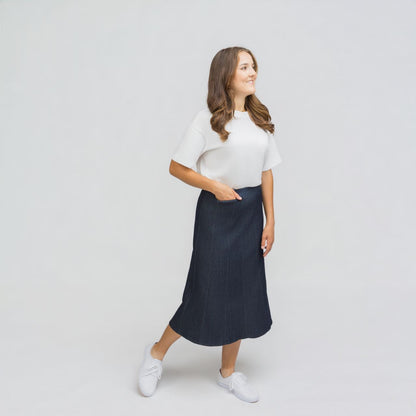 Panel Denim Blue Skirt