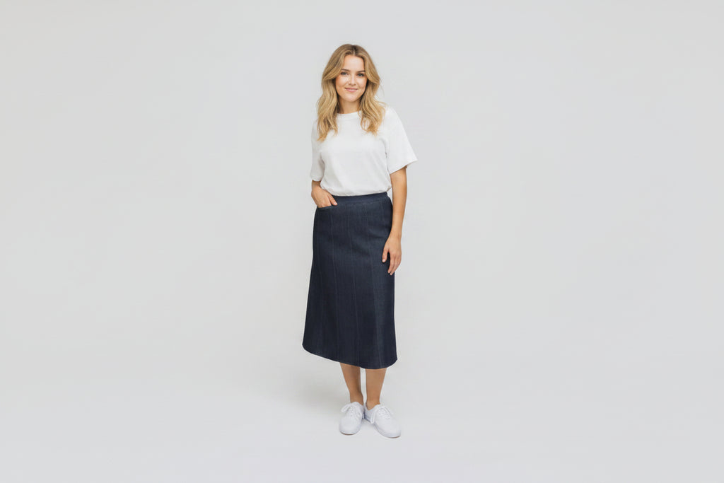 Panel Denim Blue Skirt