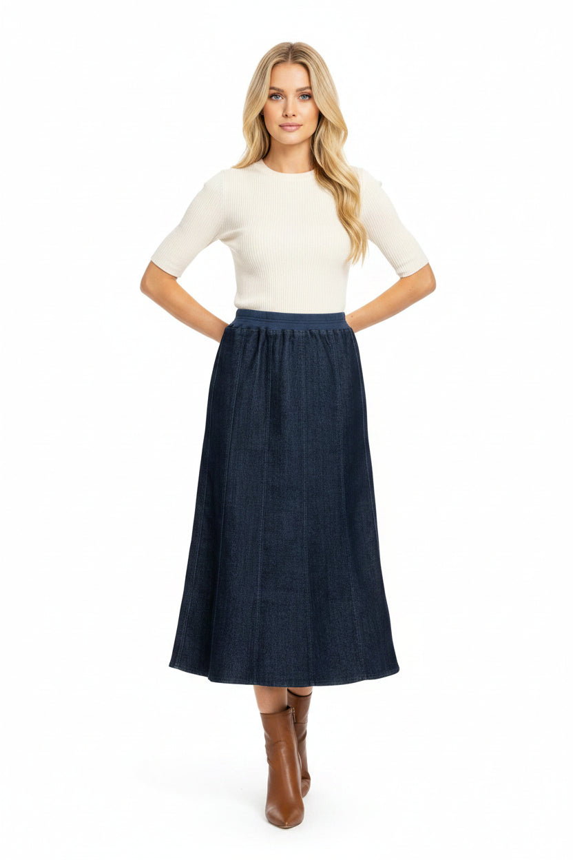 Panel Denim Blue Skirt