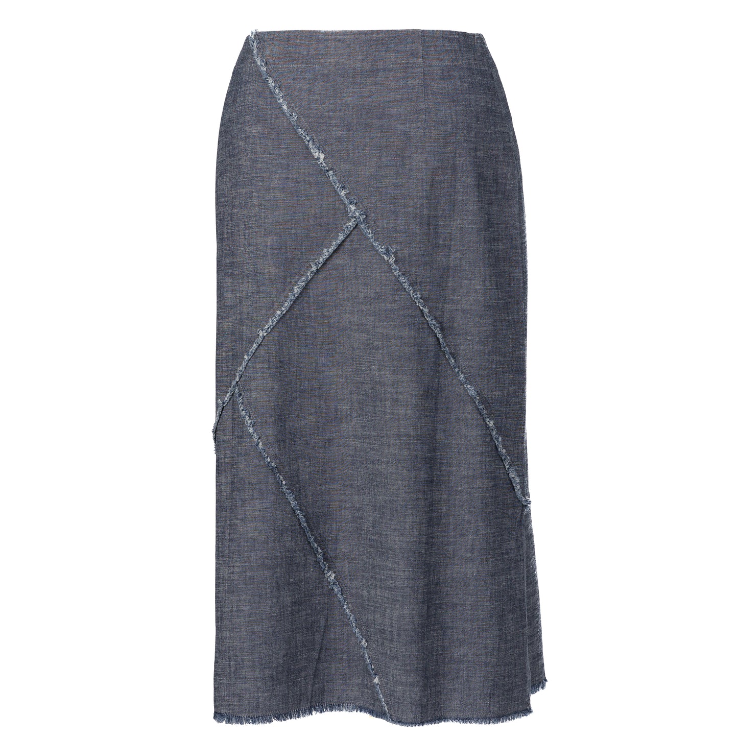 Patched & Fringed Gray-Blue Skirt