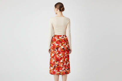 Ruched Skirt Bold Floral
