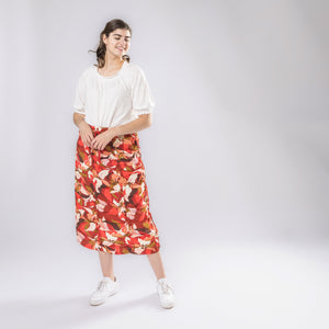 Ruched Bold Floral Skirt
