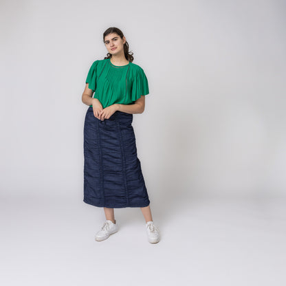 Ruched Summer Denim Skirt