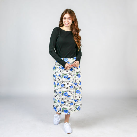 Ruched  Floral Spring Skirt