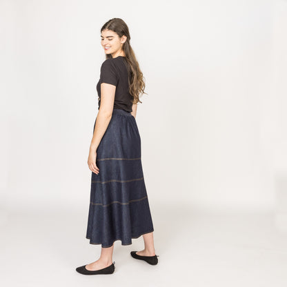 Tiered Skirt Cotton Linen Weave