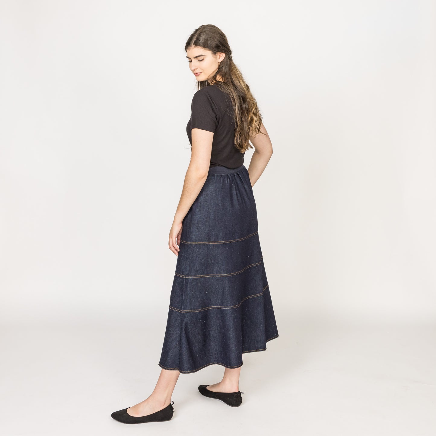 Tiered Skirt Cotton Linen Weave