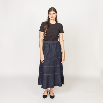 Tiered Skirt Cotton Linen Weave