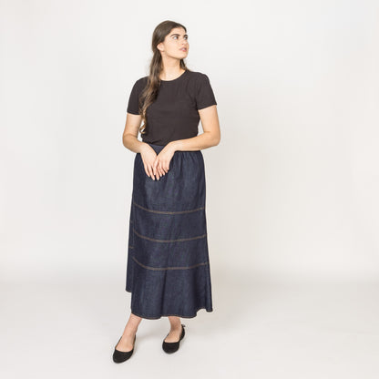 Tiered Skirt Cotton Linen Weave