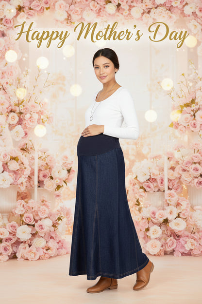 Maternity Skirt Denim Triple Peaks
