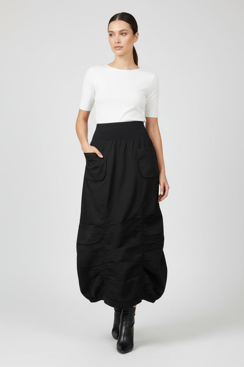Ruched Black Skirt