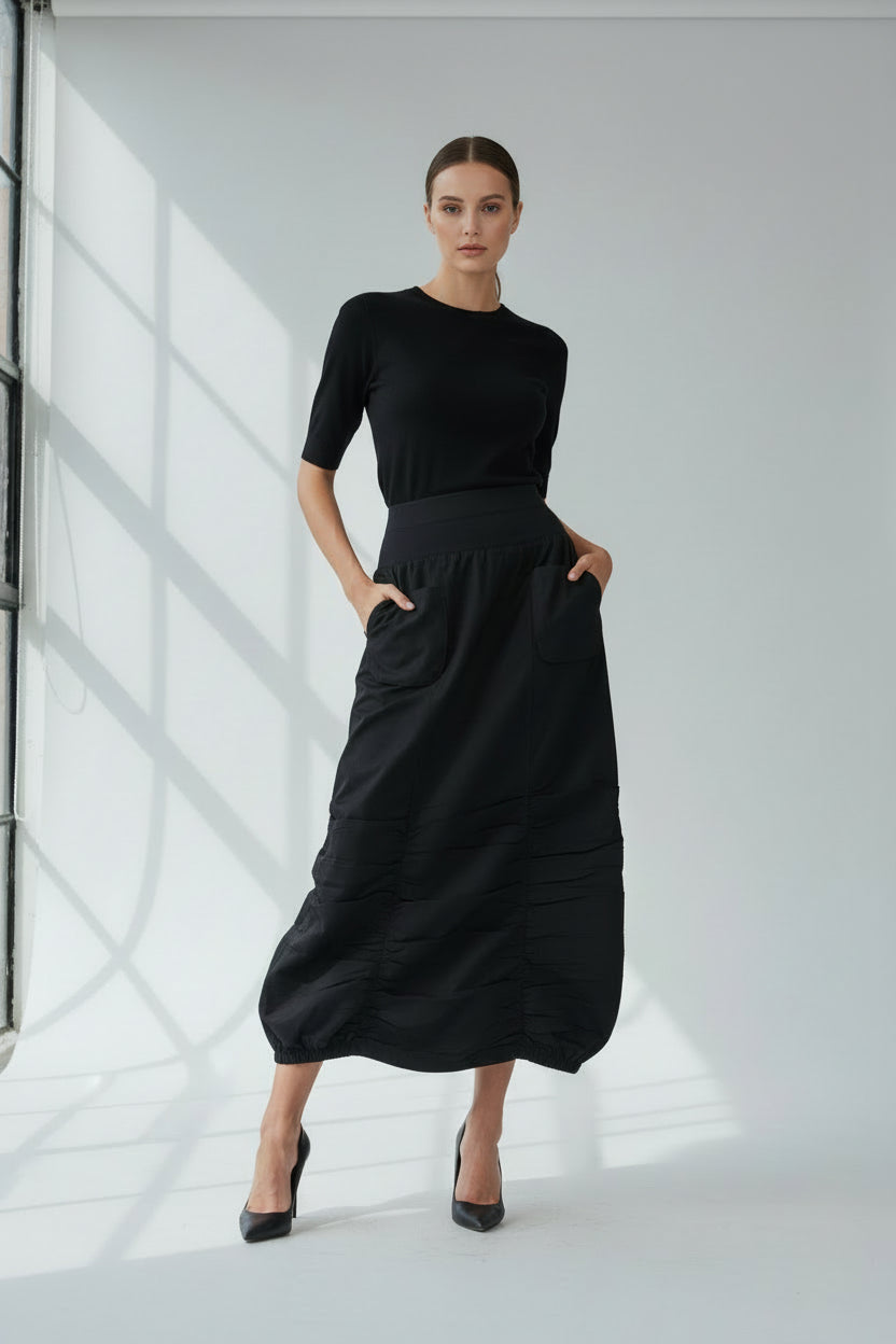 Ruched Black Skirt