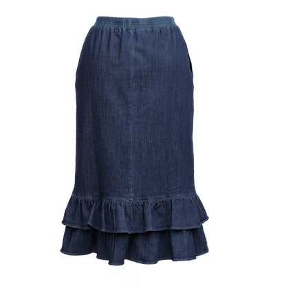 Double Ruffle Skirt Denim Blue