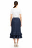Double Ruffle Skirt Denim Blue