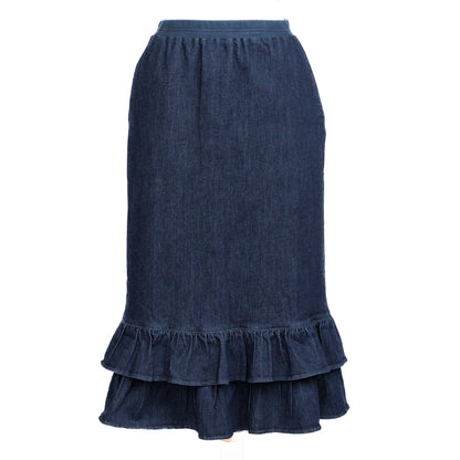 Double Ruffle Skirt Denim Blue